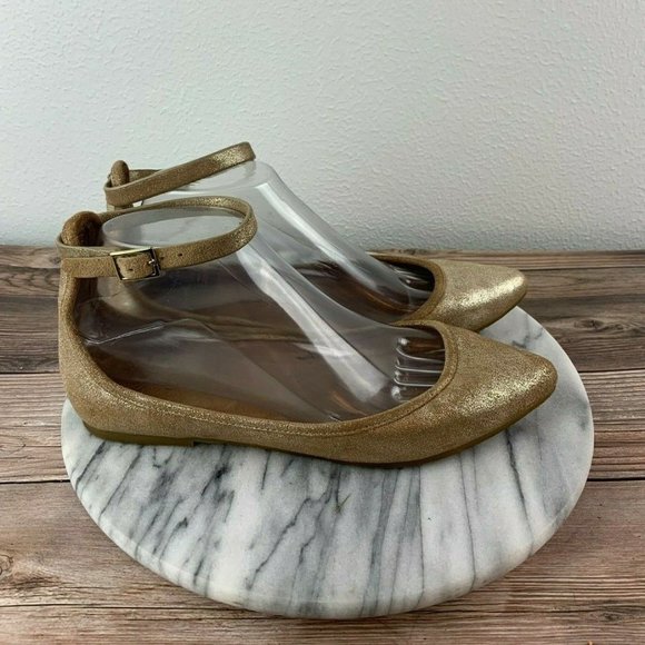 Joie Shoes - Joie Temple Gold Leather Pointed Toe Flats